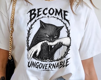 Become Ungovernable PNG, Black Cat, Gothic Cat PNG, Dark Academia PNG, Alternative Cat Art, Spooky Cat Sublimation, Digital Download