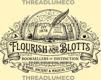 Wizard Bookshop PNG – Flourish and Blotts Inspired Magical Design (Digital Download)