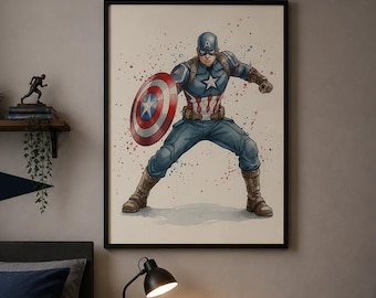Superhero Wall Art for Boys Room, Watercolor Hero Decor, Kids Bedroom Printable, Boys Room Poster, Adventure Nursery Decor