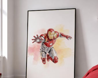 Superhero Wall Art for Boys Room, Watercolor Hero Decor, Kids Bedroom Printable, Boys Room Poster, Adventure Nursery Decor