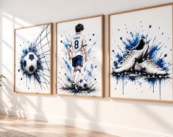 Personalized Soccer Wall Art, Custom Football Poster, Soccer Player Print, Boys Bedroom Decor, Football Gift for Kids, Digital Download