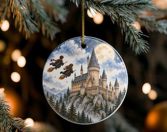 Magical Castle Christmas Ornament, Fantasy Winter Decor, Storybook Holiday Tree Decoration
