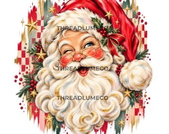 Vintage Painterly Santa PNG, Holiday Sublimation Design (Digital Download)