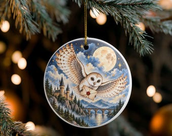 Magical Owl Christmas Ornament, Enchanted Castle, Storybook Fantasy Decor
