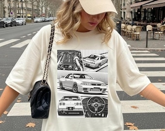 Skyline GT-R R33 Shirt, JDM Car Tee, Japanese Sports Car Graphic Shirt, Retro Manga Style Auto Enthusiast Gift, Car Lover Tee