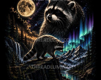 Jimothy Raccoon Shirt, Viral Seattle Feral Legend PNG, Wildlife Sublimation Design, Aurora Borealis PNG, Moon Forest Digital Download
