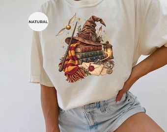 Vintage Wizard Hat Shirt, Magical Book Lover Tee, Fantasy Reader Gift