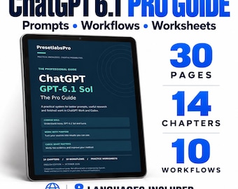ChatGPT Pro 6.1 Practical Guide: Sol, Luna, Astra | 6000 Prompts Bonus, 6 Languages, Editable Word Templates, Digital Download