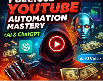 Gane dinero con automatización de YouTube sin rostro / Paquete AI ChatGPT / 20 cursos + 57 GB de recursos / Cortometrajes de YouTube