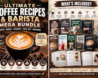 Mega Pacote de Receitas de Café e Barista – Latte Art, Espresso, Café Gelado, Drinks e Guias de Preparo
