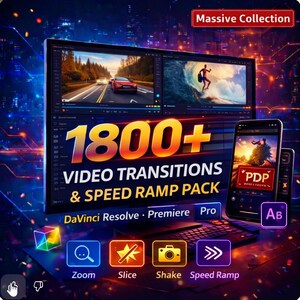 1 800+ Speed Ramps  Videoövergångar – DaVinci Resolve, Premiere Pro  After Effects