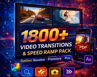 1 800+ Speed Ramps & Transitions Vidéo – DaVinci Resolve, Premiere Pro  After Effects