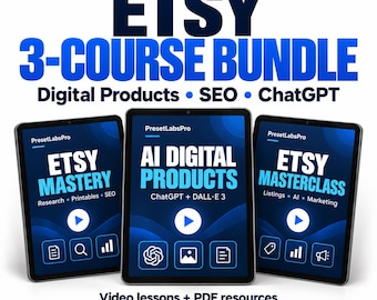 Etsy Master Video Course Bundle: 3 Courses on Digital Products, SEO ChatGPT, Ebay Digital Download