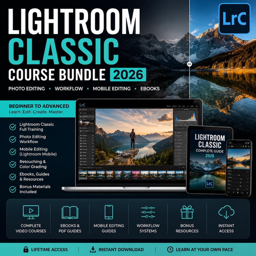 Classsic Tutorial Lightroom Classic Course Bundle 2026, Photo Editing Tutorial ...