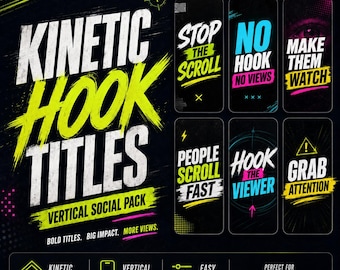 Kinetic Hook Titles Pack for After Effects  Vertical Typography Templates for Reels, TikTok & YouTube Shorts  9:16 Social Media
