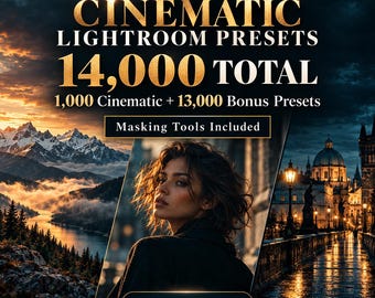 14.000 preset Lightroom: 1.000 cinema + 13.000 bonus, Masking Tools – Digital Download