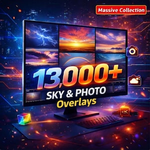 13,000+ Sky & Photo Overlays Bundle – Lightning, Galaxy, Bokeh, Rain Luminar Lightroom Photoshop