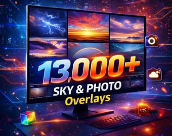13,000+ Sky & Photo Overlays Bundle – Lightning, Galaxy, Bokeh, Rain Luminar Lightroom Photoshop