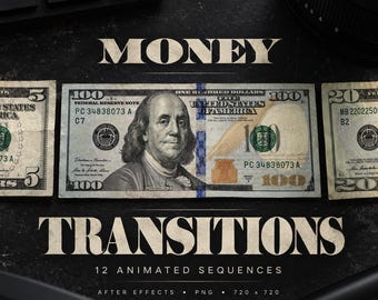 12 Money Transitions for Video Editing, Animated Cash & Coins (Digital Download)