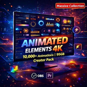 4K-animerade elementpaket | Över 1000 rörliga bilder (digital nedladdning)