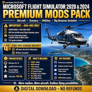 Microsoft Flight Simulator 2020/2024 Mods Pack (Digital Download)