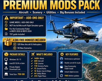 Microsoft Flight Simulator 2020/2024 Mods Pack (Digital Download)
