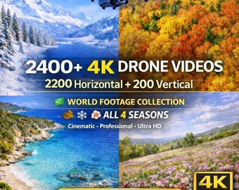 Más de 2400 vídeos de archivo de drones aéreos en formato cinematográfico 4K / Uso comercial sin regalías / 320 GB