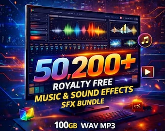 Royalty Free Music 50,200, sound Effects Pack SFX Bundle 100GB Audio Library