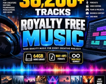 36,200+ Royalty Free Music Bundle, 100GB WAV MP3 Library (Digital Access)