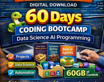 Python Course Bundle Digital Download | 60 Days Coding Data Science AI Programming
