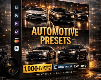 Automotive Lightroom Presets, Car Photography Editing Bundle (Mobile + Desktop XMP DNG)