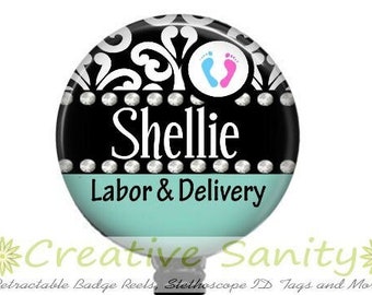 Labor and Delivery Badge Reel, Cute Baby Feet, NICU Badge, Nurse Badge, Retractable Badge Reel, Carabiner, Lanyard