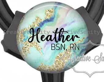 Teal Marble and Gold Glitter Stethoscope Tag, Marble and Gold, Fits All Stethoscopes at the Yoke, Nurse Stethoscope Tag