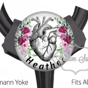 Stethoscope ID Tag, Personalized Heart Flowers, Cardio Tech, Cardiology, Fits All Stethoscopes at the Yoke, Nurse Stethoscope Tag