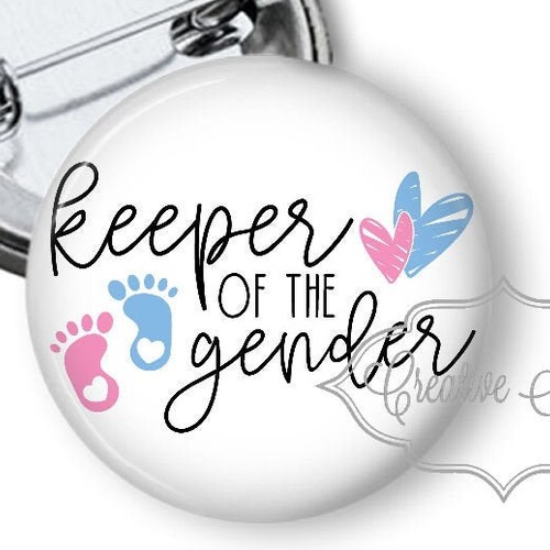 Keeper of the Gender Gender Reveal Pins Baby Gender Reveal Etsy