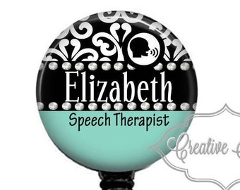 Speech Therapist Badge Reel, Speech Therapy Badge, Retractable Badge Reel, Carabiner, Lanyard, SLP Gift