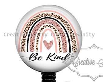 Be Kind Badge Reel Holder, Be Kind Rainbow Badge, Motivational Badge Reel, Retractable Badge Reel, Carabiner, Lanyard