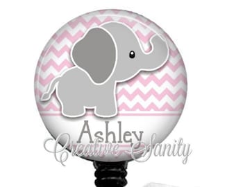Cute Elephant Badge Reel, L&D Nurse, NICU Nurse, Nurse Badge, Retractable Badge Reel, Carabiner, Lanyard, Steth ID Tag