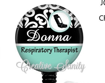 Respiratory Therapist, RRT, Nurse Badge, Retractable Badge Reel, Carabiner, Lanyard, Stethoscope ID Tag