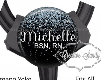 Stethoscope ID Tag, Blue Glitter Stethoscope ID Tag, Fits All Stethoscopes at the Yoke, Nurse Stethoscope ID Tag