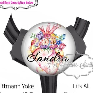 Littmann Stethoscope ID Tag, Personalized Watercolor Flower Heart, Cardio Tech, Fits All Stethoscopes at the Yoke, Nurse Stethoscope ID Tag