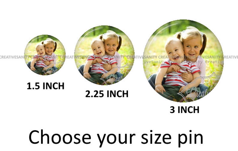 May include: Three round glass photo ornaments with a picture of two children hugging. The ornaments are available in 1.5 inch, 2.25 inch, and 3 inch sizes.