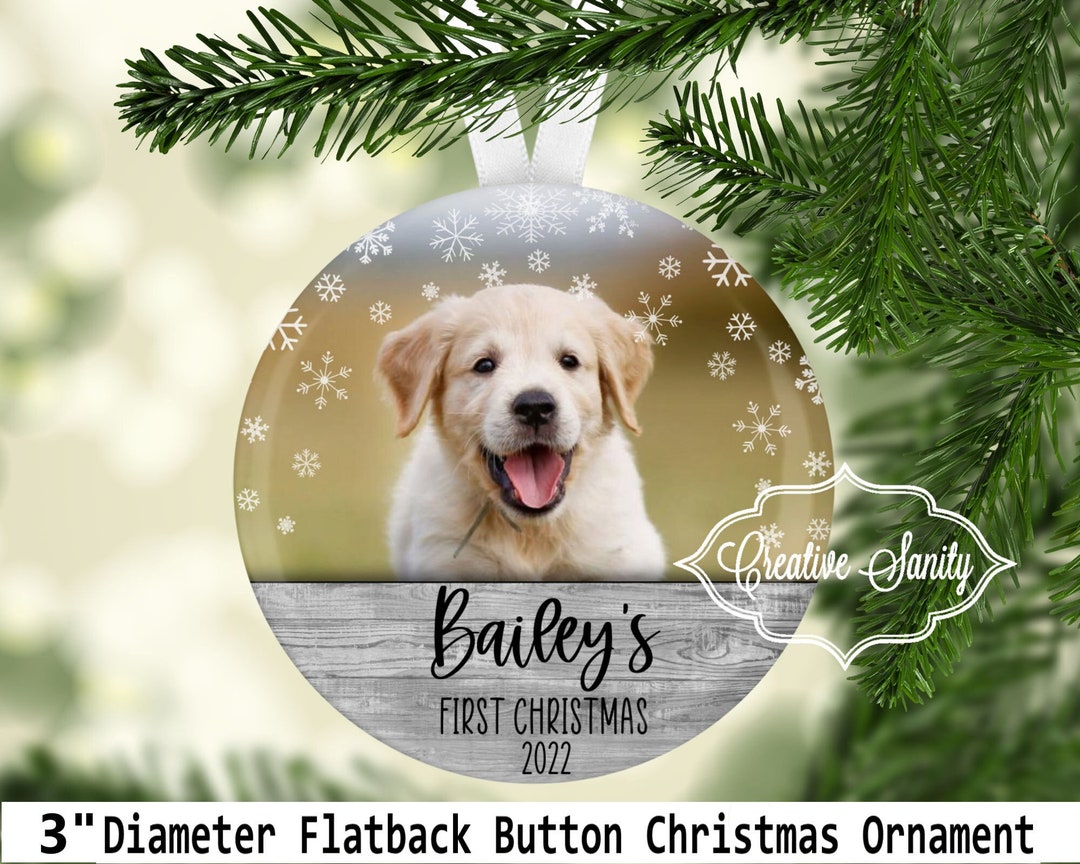Puppies First Christmas Ornament, Personalized Custom Photo Pet