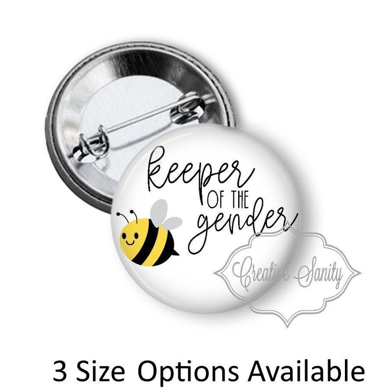 Keeper of the Gender Cute Bee Gender Reveal Pins Baby Etsy