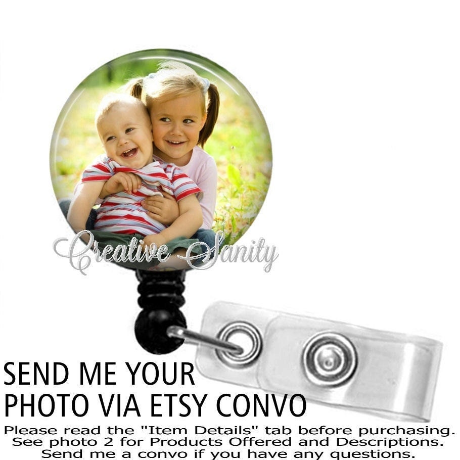 Custom Photo Retractable Badge Holder, Your Photo Badge Holder, Nurse Badge, Choice of Badge Reel, Swappable Topper, Carabiner, Lanyard