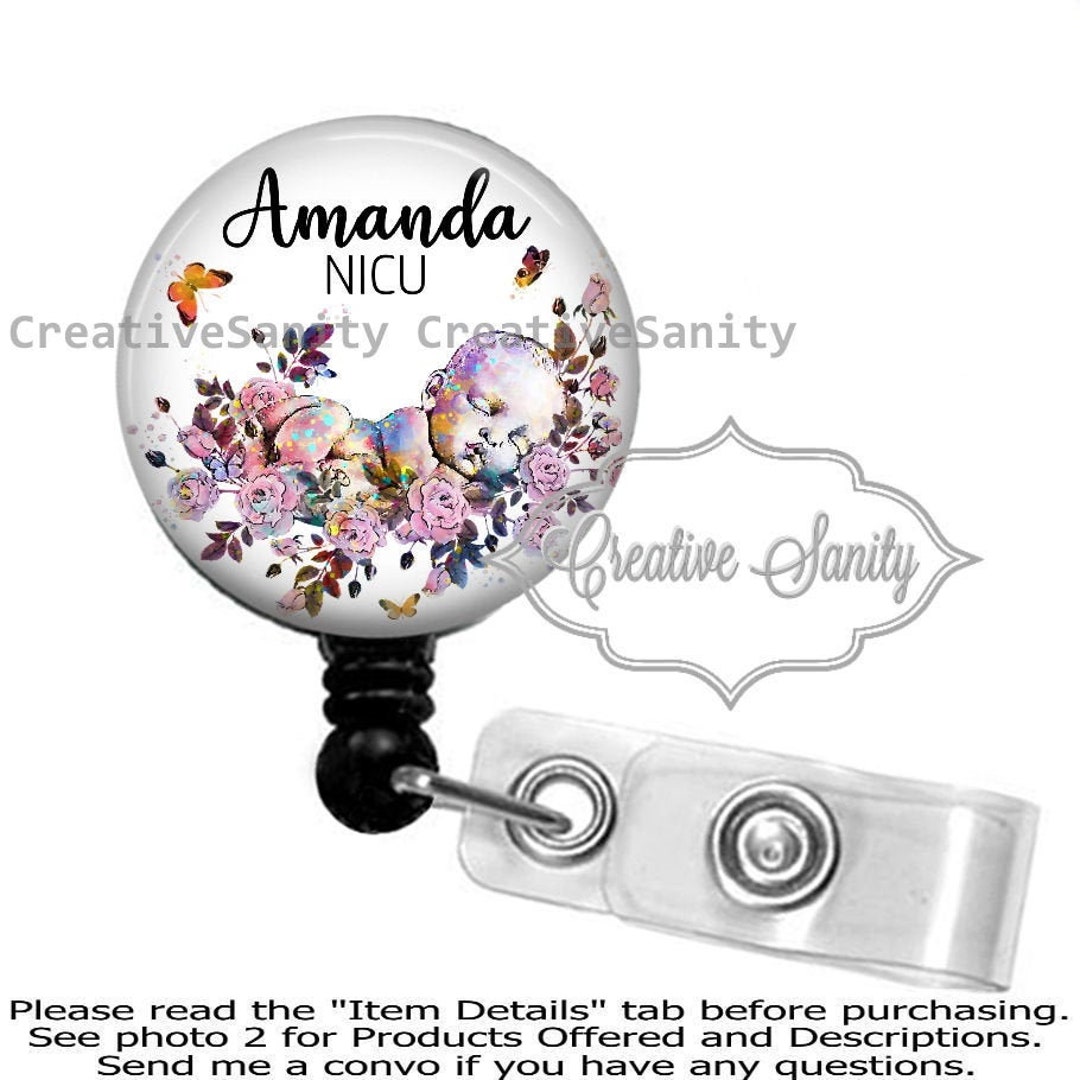 Baby in Flowers NICU Badge Labor and Delivery Mom and Baby Etsy