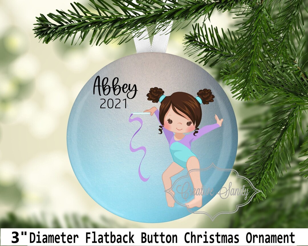 Girl Gymnast Christmas Ornament, Personalized Gymnast Ornament