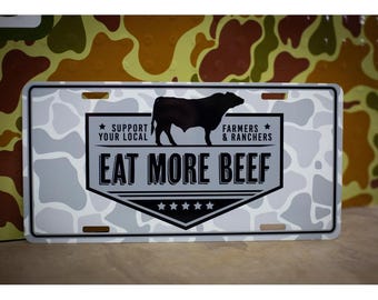 Eat Beef Aluminum License Plate, Funny Car Truck Tag