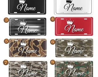 Custom Name Camo License Plate, Aluminum Vanity Tag for US Vehicles, Old School Bottomland Camo/ Duck Camo/ Woodland Camo Vanity Plate