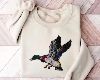Embroidered Duck Sweatshirt, Funny Hunting Shirt